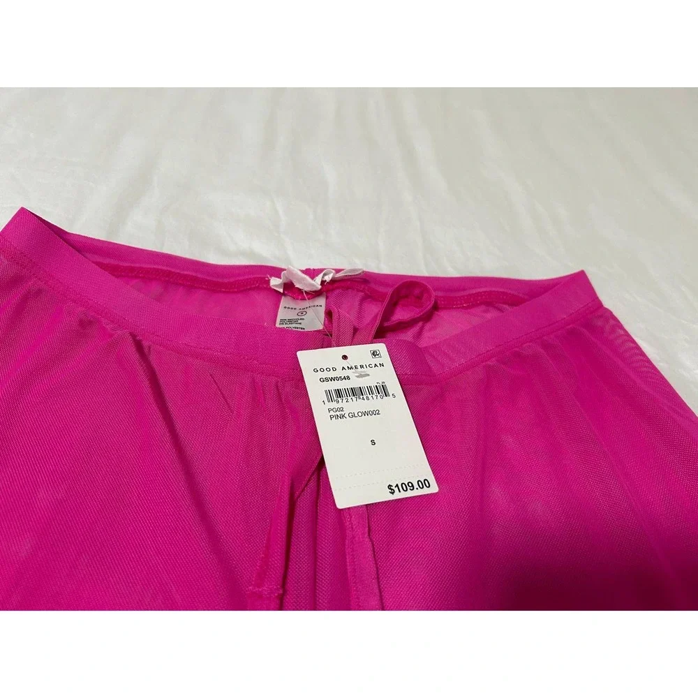 Good American Pink Glow Mesh Wide Leg Beach Cover Up Pants GSW0548 Womens Small